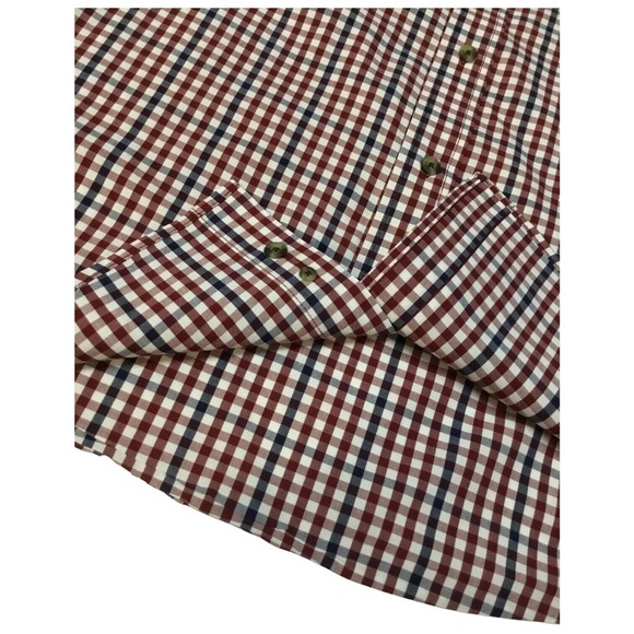 Magellan Outdoors Men's Loose Fit Long Sleeve Navy Burgundy Check Plaid Large - Picture 9 of 13